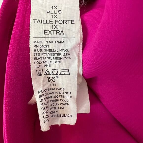 Old Navy Active Womens Cropped Tank Top Shelf Bra 1X Pink Powersoft Barbie Core - Picture 4 of 4